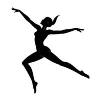 Vibrant Jazz Dancer Leaping into a High Jump with Extended Arms vector