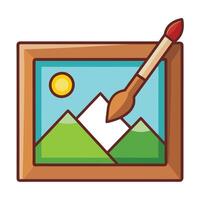 Modern Photo Frame Icon with a Paintbrush and Isolated Background vector