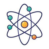 Modern Atom Model Icon with Electrons Orbiting and Isolated Background vector