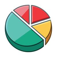 A pie chart icon with a red, green and yellow section vector