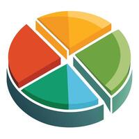 Modern Detailed Pie Chart Icon and Isolated Background vector