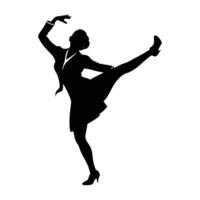Vibrant swing dancer executing a mid-kick with dynamic flair and energetic rhythm silhouette vector