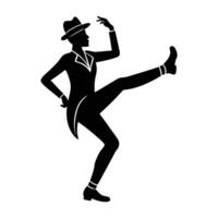 Charming tap dancer clicking heels together with rhythmic precision in a lively performance silhouette vector