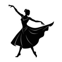Graceful ballroom dancer performing a refined routine with elegant poise in silhouette vector