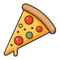 Simple Pizza Slice Icon with Toppings and Isolated Background vector