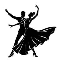 Stylish ballroom dancer performing a lyrical routine in clear silhouette vector