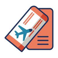 Elegant Plane Ticket Icon with Flight Information and Isolated Background vector
