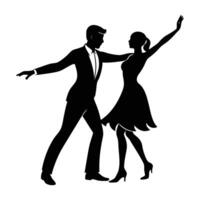 Elegant salsa dancer extending an arm gracefully during a passionate dance move silhouette vector