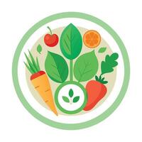 Elegant Plate Icon with Vegetables and Fruits and Isolated Background vector