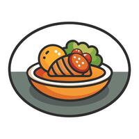 Modern Plate Icon with a Simple Meal and Isolated Background vector