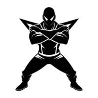 Street dancer in a powerful pose with crossed arms exuding confidence vector