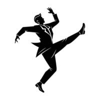 Swing Dancer Mid-Air Delivering a Lively Kick in a Dynamic Performance vector
