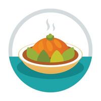 Plate Icon with a Simple Meal and Isolated Background vector