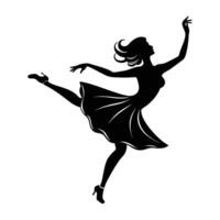 Lively Swing Dancer in a Spirited Backward Twirl with Dynamic Energy vector