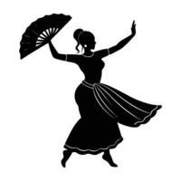 Traditional Dancer Holding a Fan in an Expressive Dynamic Cultural Performance vector