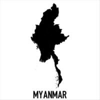 Myanmar Map - black World Map International template with High detailed isolated on white background vector