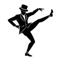 Tap Dancer with One Leg Kicked Forward in a Striking Energetic Motion vector
