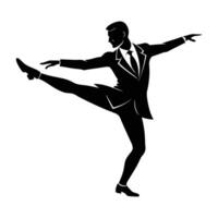 Passionate Tango Dancer Maintaining a Striking Pose with One Leg Gracefully Outstretched vector