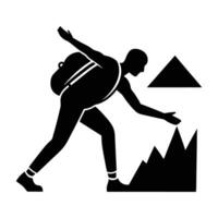 A determined hiker stretching before embarking on a long journey vector