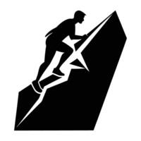 Determined person climbing a steep trail with unwavering focus in silhouette vector