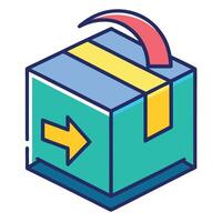 Product Box Icon with a Return Arrow and Isolated on a white Background vector