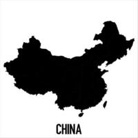 China Map - black World Map International template with High detailed isolated on white background vector
