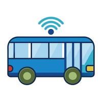 Modern Bus Icon with a Wi-Fi Signal and Isolated Background vector