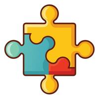 Modern Completed Jigsaw Puzzle Piece Icon and Isolated Background vector