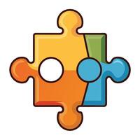 Completed Jigsaw Puzzle Piece Icon and Isolated Background vector