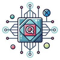 Modern Quantum Circuit Diagram Icon and Isolated Background vector