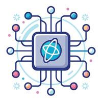 Elegant Quantum Circuit Diagram Icon and Isolated Background vector