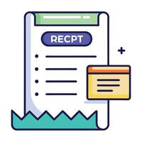 Modern Paper Receipt Icon with Items Listed and Isolated Background vector