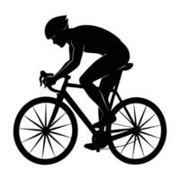 Vigorous cyclist braking suddenly and leaning in a clear silhouette vector