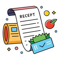 Elegant Paper Receipt Icon with Items Listed and Isolated Background vector