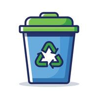 Modern Trash Bin Icon with a Recycling Symbol and Isolated Background vector