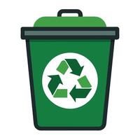 Trash Bin Icon with a Recycling Symbol and Isolated Background vector