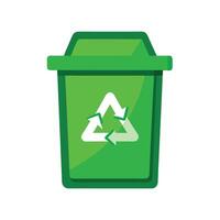 Elegant Green Recycling Bin Icon and Isolated Background vector