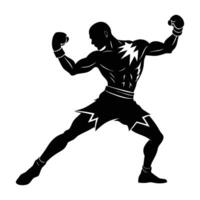 Dynamic boxer throwing a powerful uppercut in bold clear silhouette vector