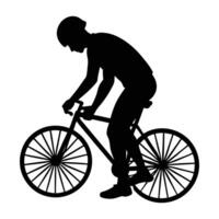A careful person dismounting a bicycle from a step with ease vector