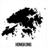 Hongkong Map - black World Map International template with High detailed isolated on white background vector
