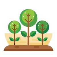 Modern Trees Being Planted Icon and Isolated Background vector