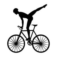 Skilled individual executing a steady track stand on a skateboard with excellent balance silhouette vector