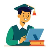 Elegant Student Icon Watching a Lecture and Isolated Background vector