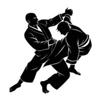 A determined judo fighter gripping an opponent firmly in a competitive hold vector