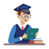 Student Icon Watching a Lecture and Isolated Background vector