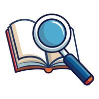 Modern Magnifying Glass Icon over an Open Book and Isolated Background vector