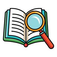 Elegant Magnifying Glass Icon over an Open Book and Isolated Background vector