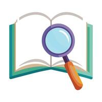 Magnifying Glass Icon over an Open Book and Isolated Background vector