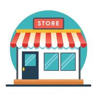A store front with awning and a sign vector