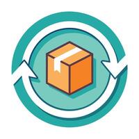 Elegant Box Icon with Circular Arrows and Isolated Background vector